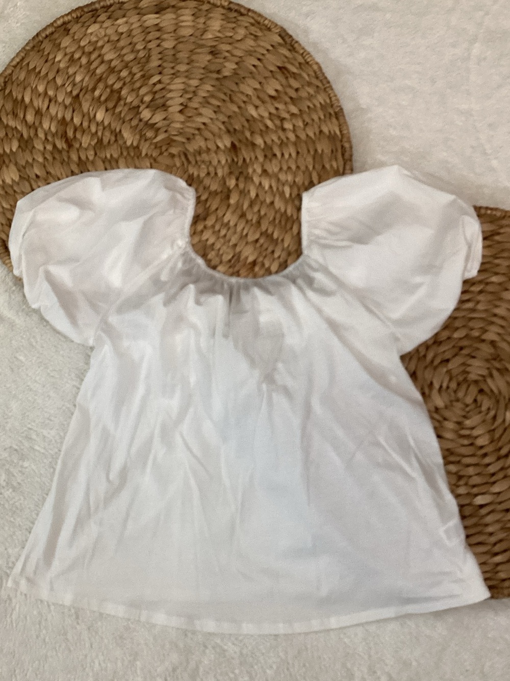 🌸 2 for $20 Adorable White Cotton Balloon Sleeve T-Shirt Sz M